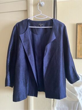 Eileen Fisher Textured Silk Blend Open Front Jacket